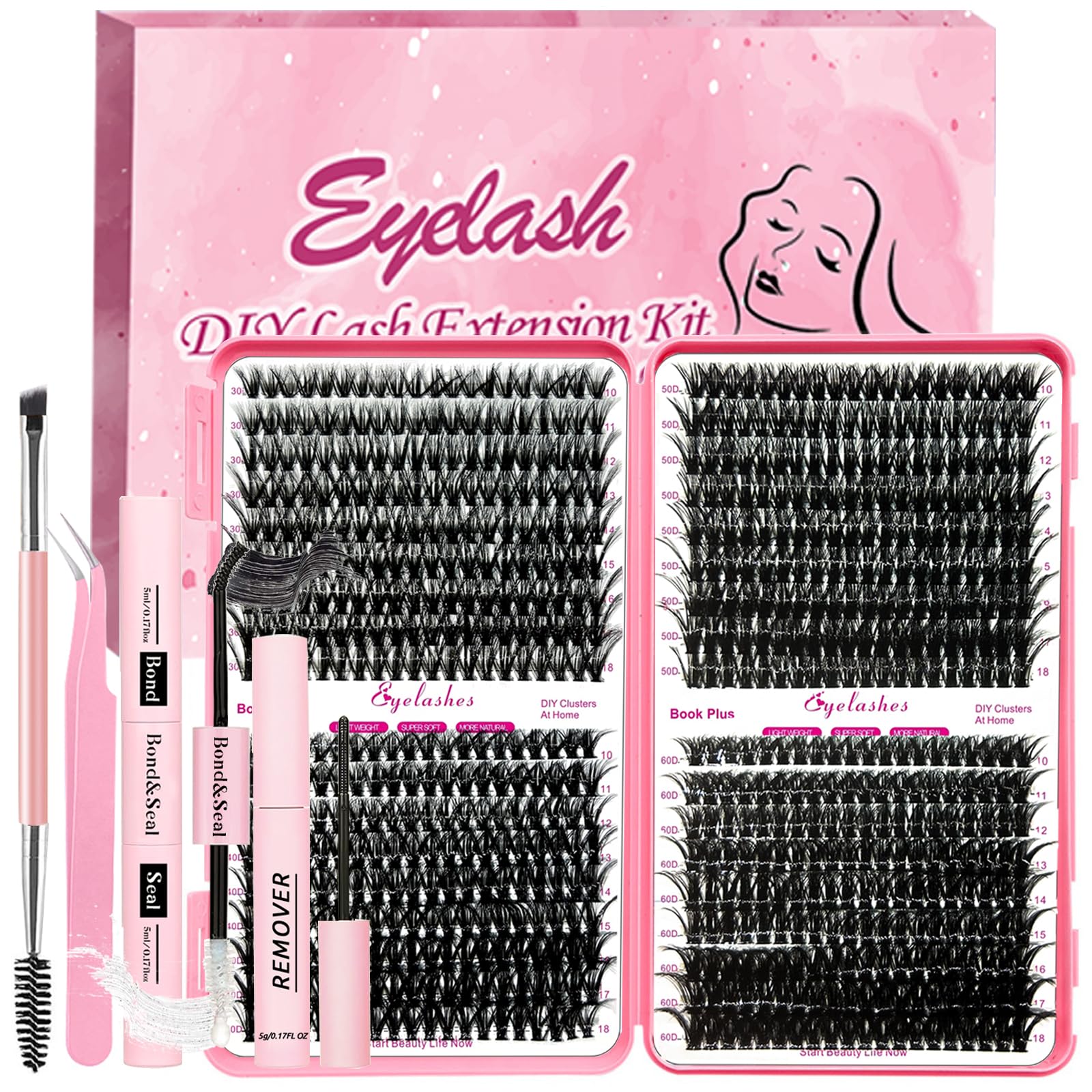 Qiveaory diy lash extension kit box for at-home lash styling essentials.