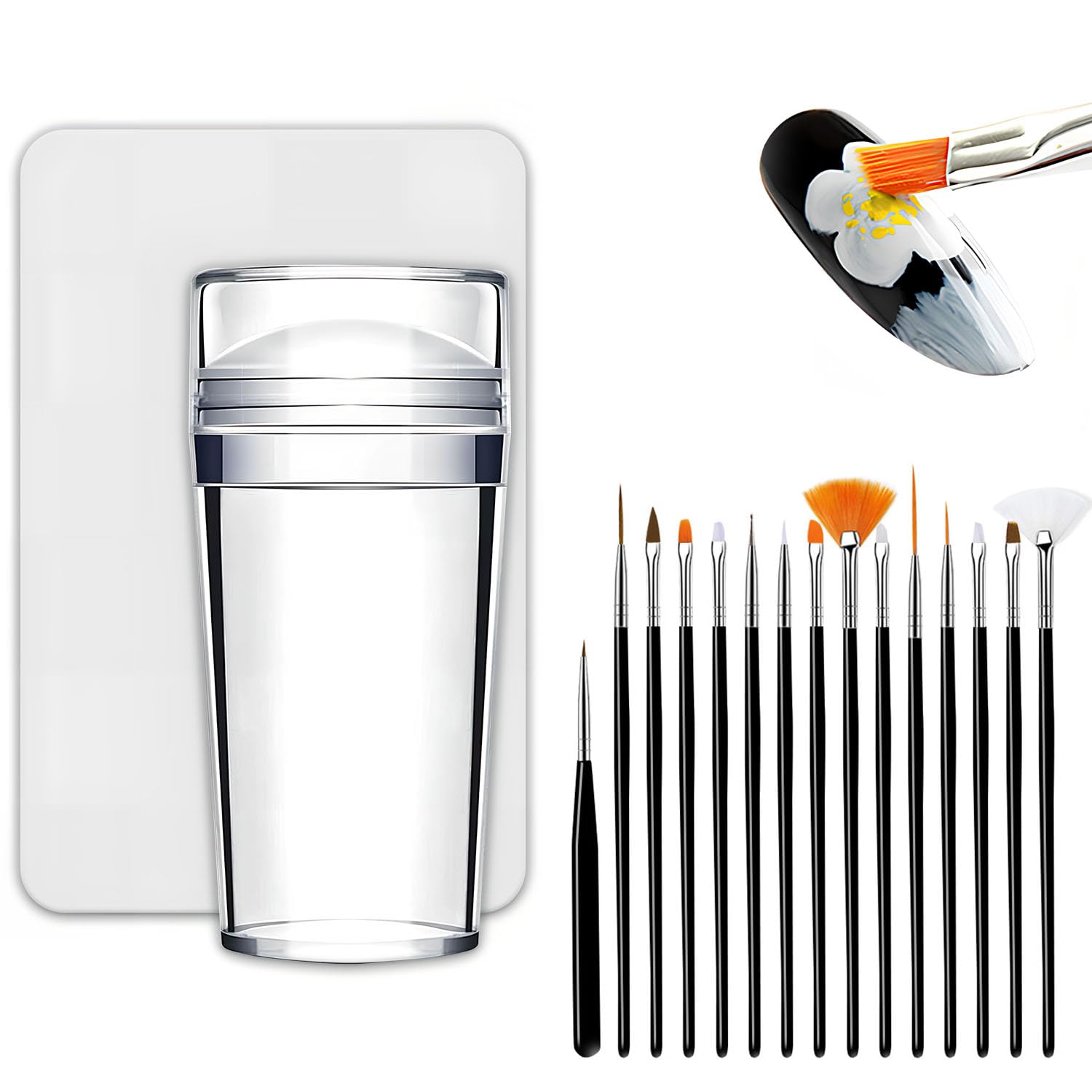 Qivorimith 17-piece French tip nail stamp set for easy at-home nail art