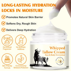 QJCWXIAOX Beef Tallow Honey Cream texture close-up highlights creamy, soothing absorption.
