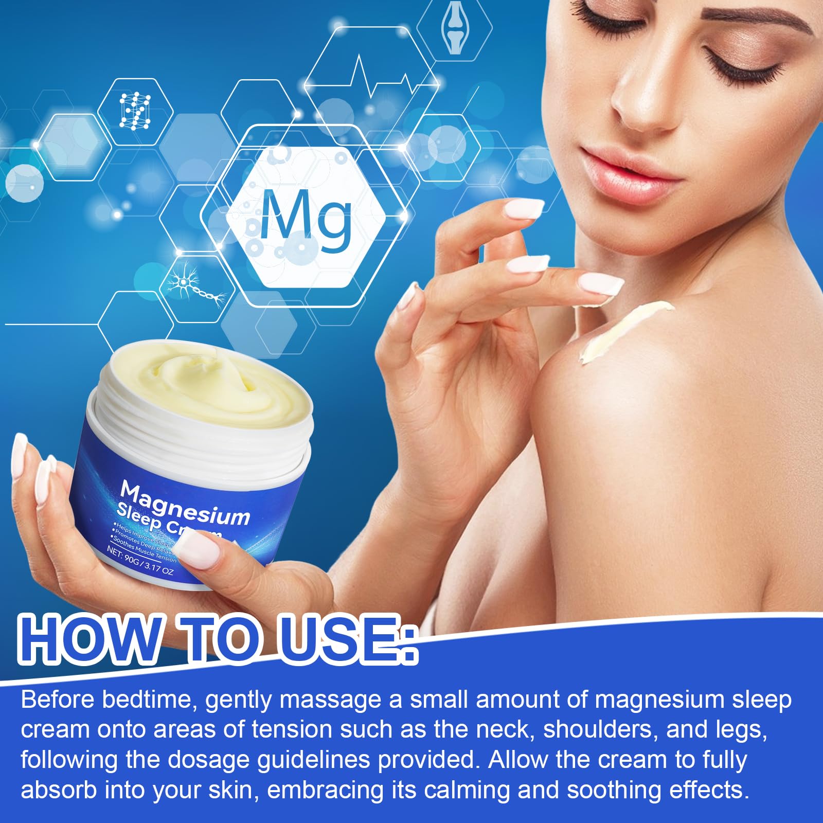 QJCWXIAOX topical magnesium cream applied to feet after activity.