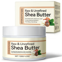 QJCWXIAOX Raw Shea Butter jar close-up showing pure, moisturizing texture for dry skin