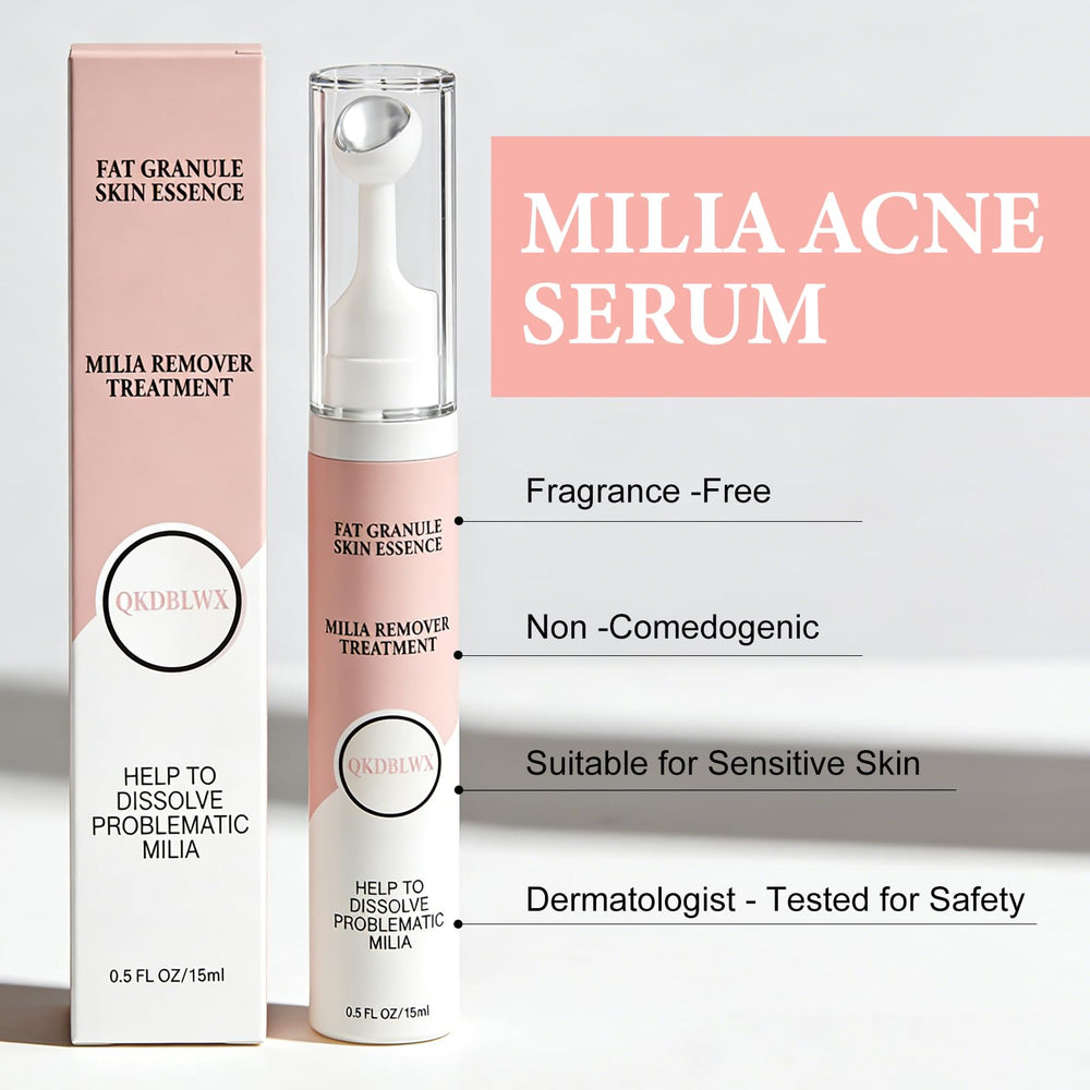 QKDBLWX Milia Remover Serum helps reduce blackheads for smoother texture.
