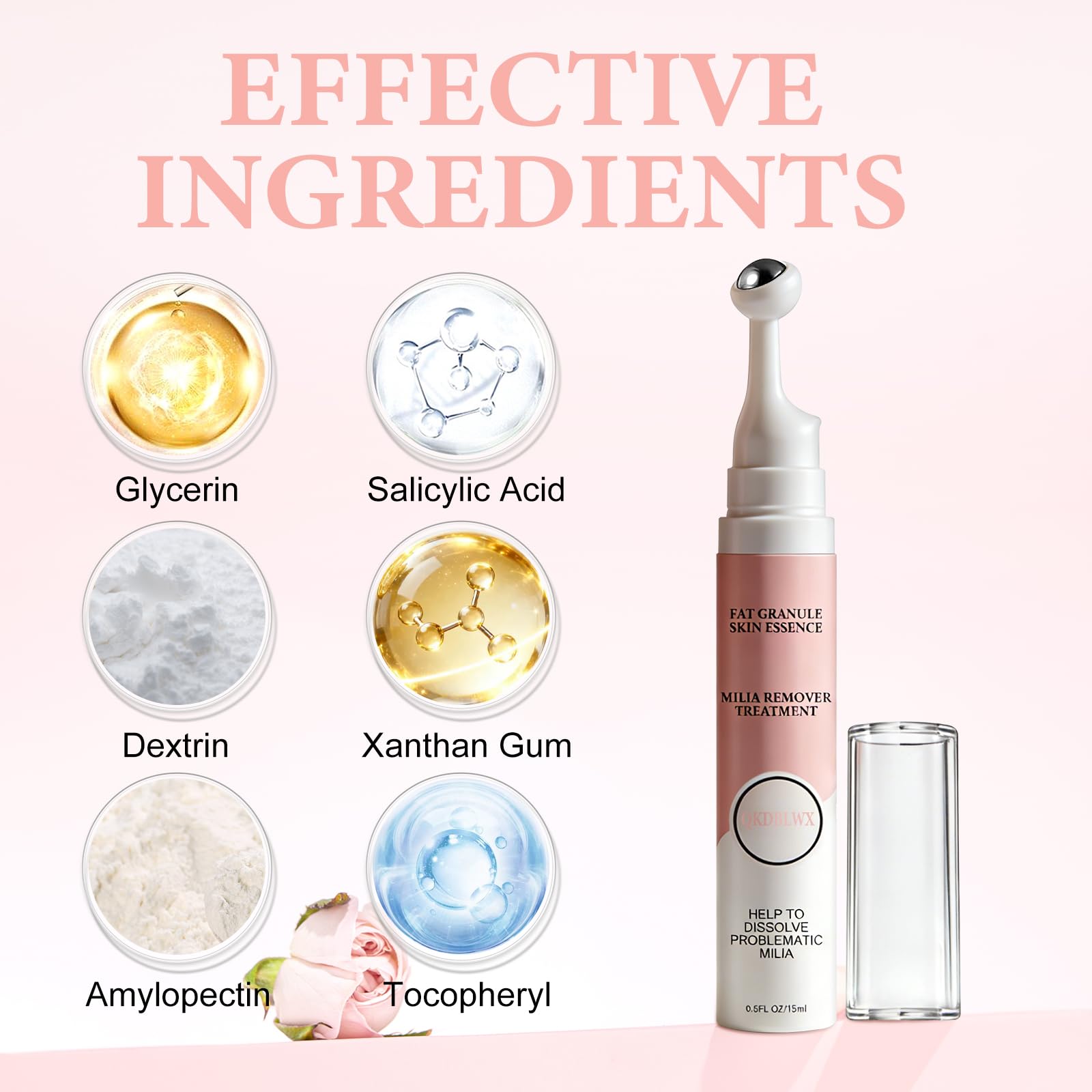 QKDBLWX Milia Remover Serum eye contour gentle use for sensitive areas.