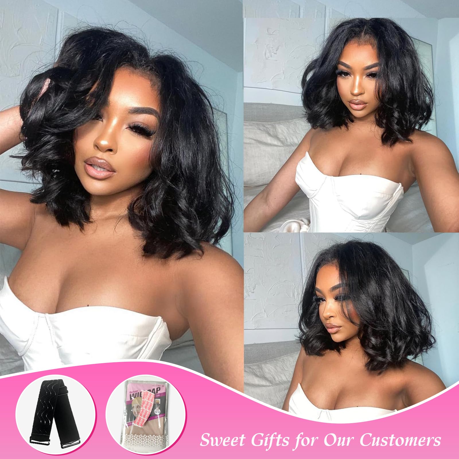 Qmaple Bob Wig pre-plucked hairline for easy styling.
