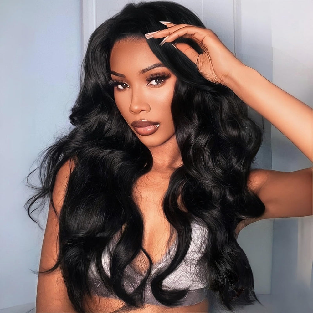 Qmaple half wig 24-inch body wave with glueless cap for secure all-day wear
