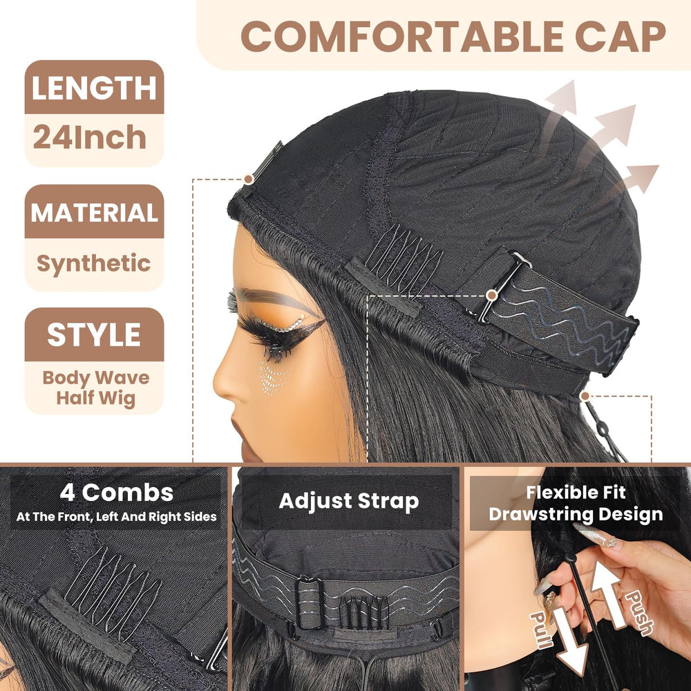 Qmaple half wig with invisible hairline for natural appearance