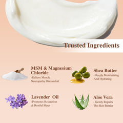 Shea butter and aloe vera nourish skin with soothing cream