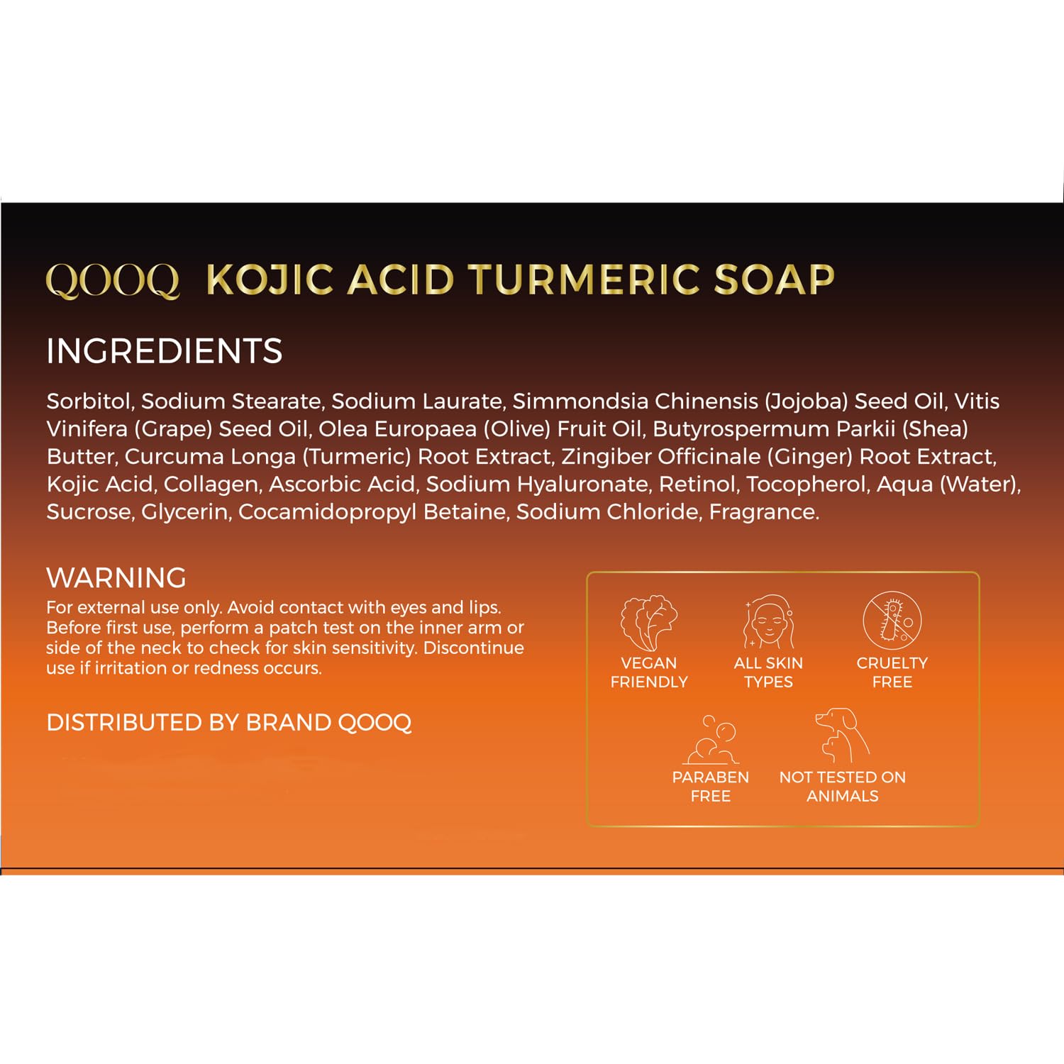 QOOQ turmeric kojic soap used by both women and men.