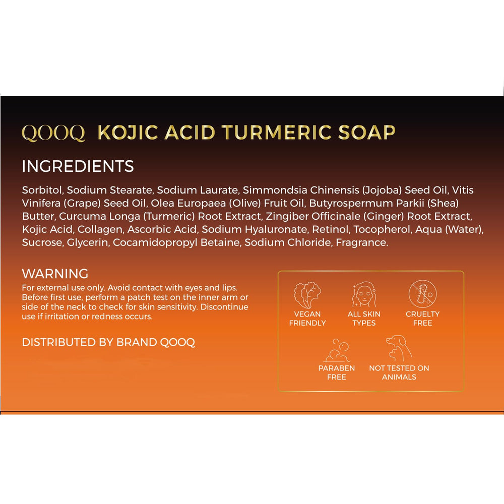 QOOQ turmeric kojic soap used by both women and men.