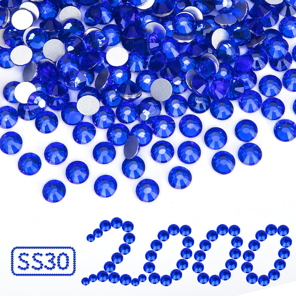 QPRETTY DU Royal Blue rhinestones SS30 bulk pack ideal for crafts and nail art.