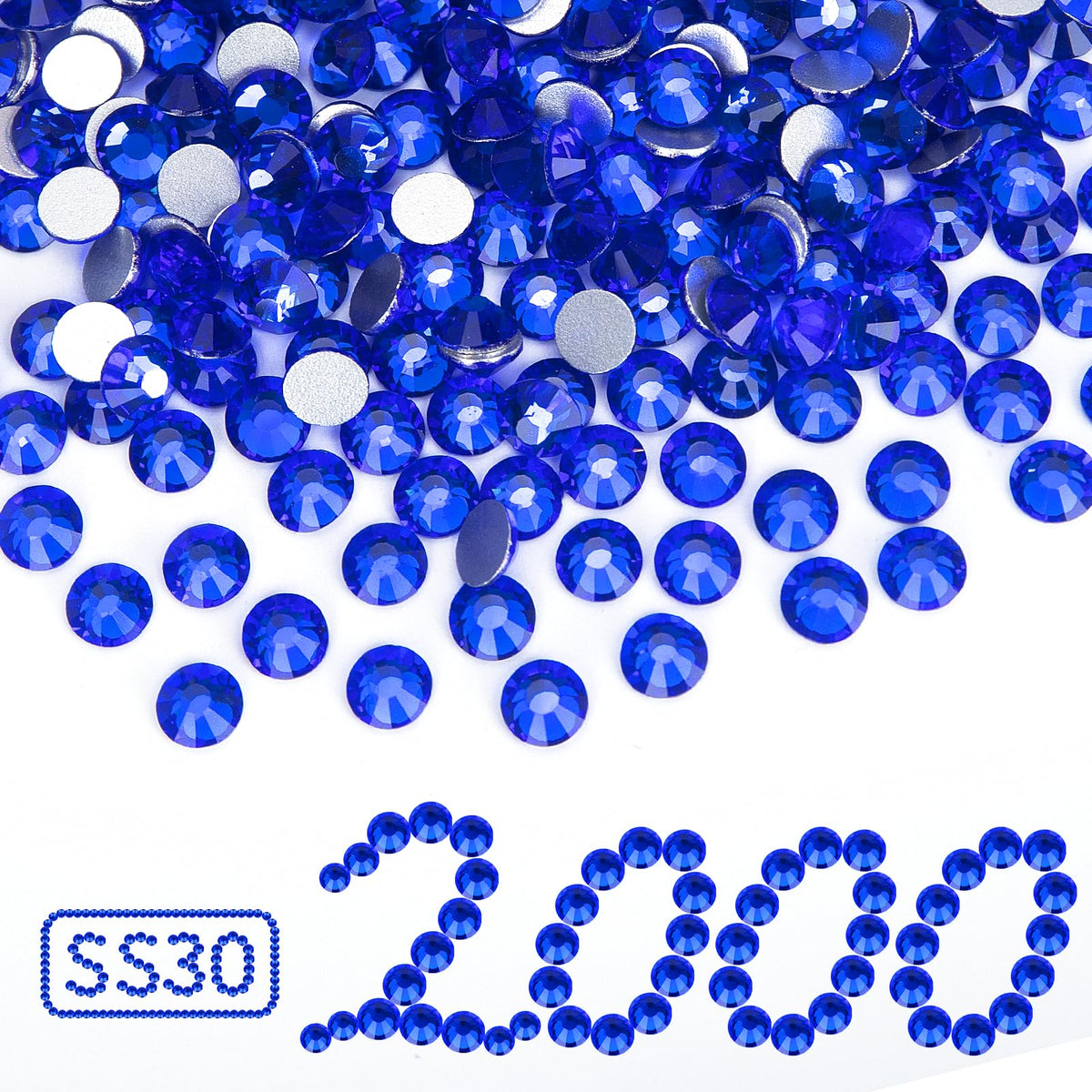 QPRETTY DU Royal Blue rhinestones SS30 bulk pack ideal for crafts and nail art.