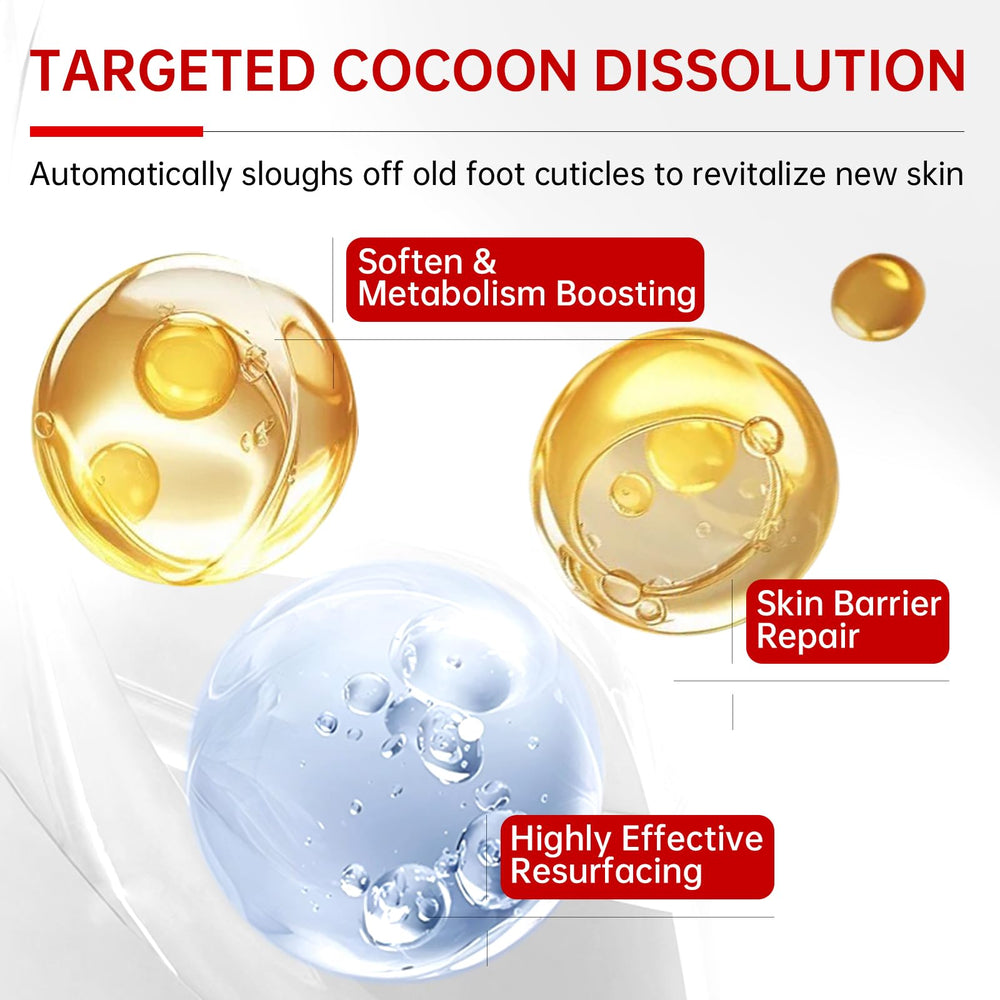 QQE foot peel exfoliation closeup highlights gentle action for smoother skin.