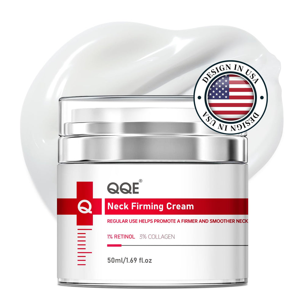 QQE Neck Firming Cream bottle front view highlights premium hydration