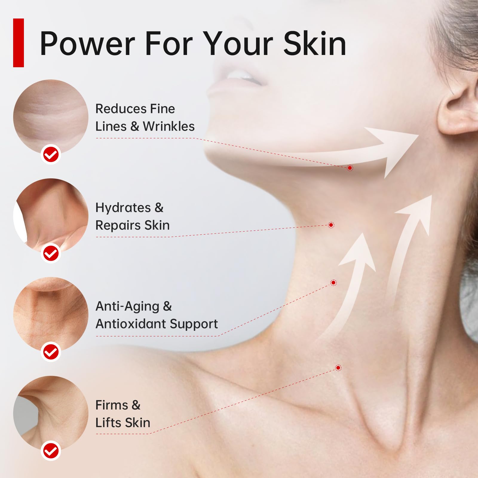 QQE Neck Firming Cream packaging box photographed for clean, hygienic presentation