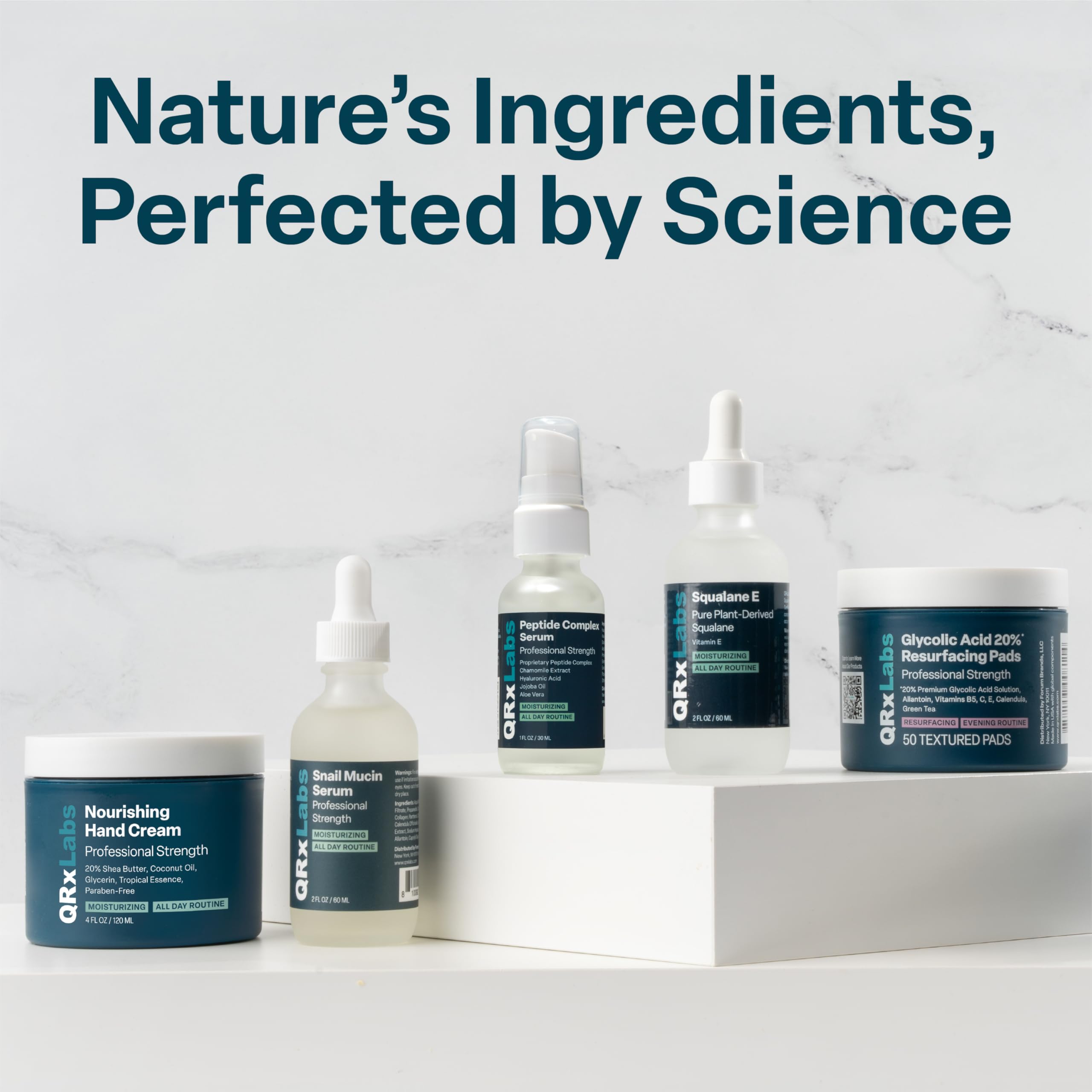 QRxLabs gift-ready skincare set on vanity counter