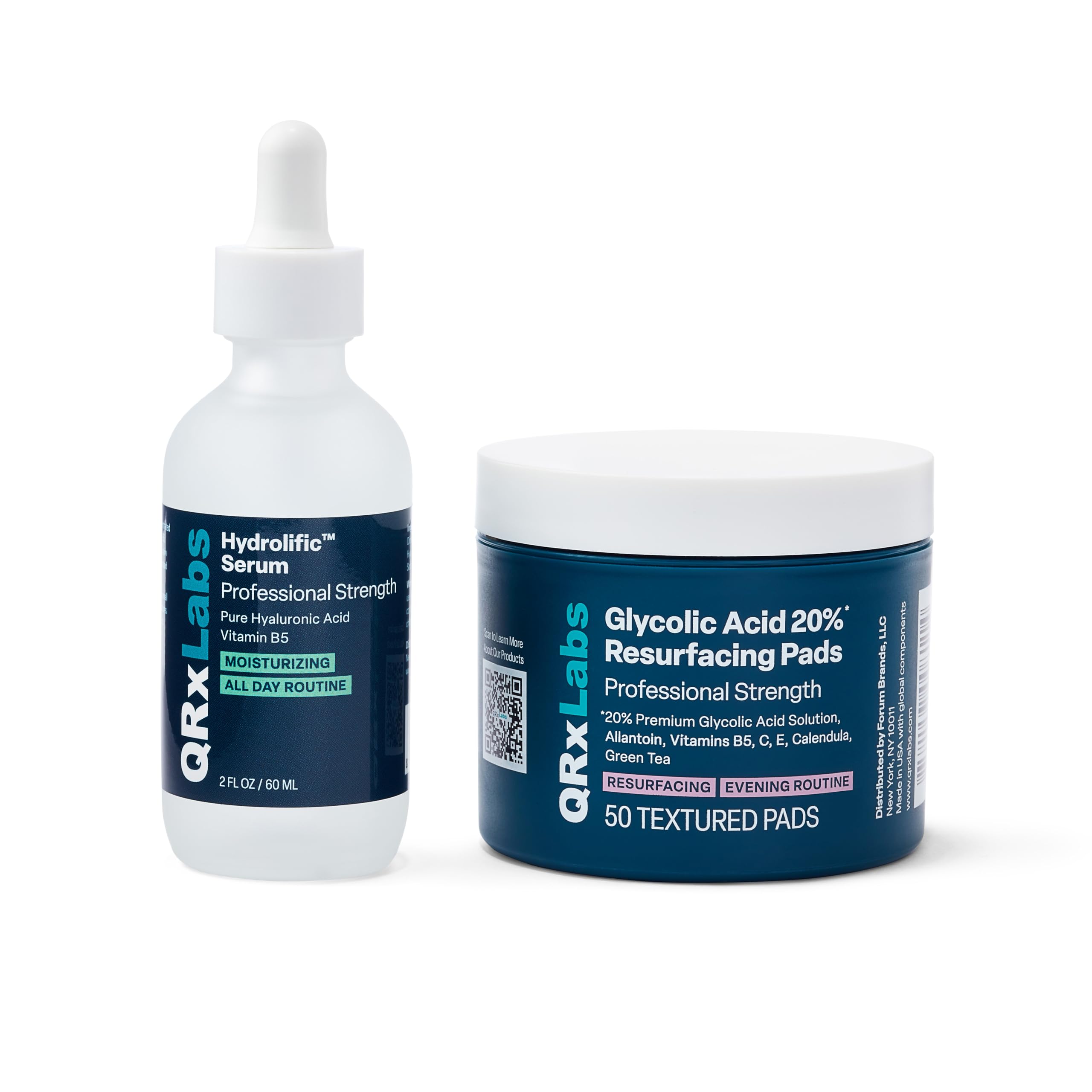 QRxLabs Glycolic Pads saturated formula for even-toned, smoother skin.