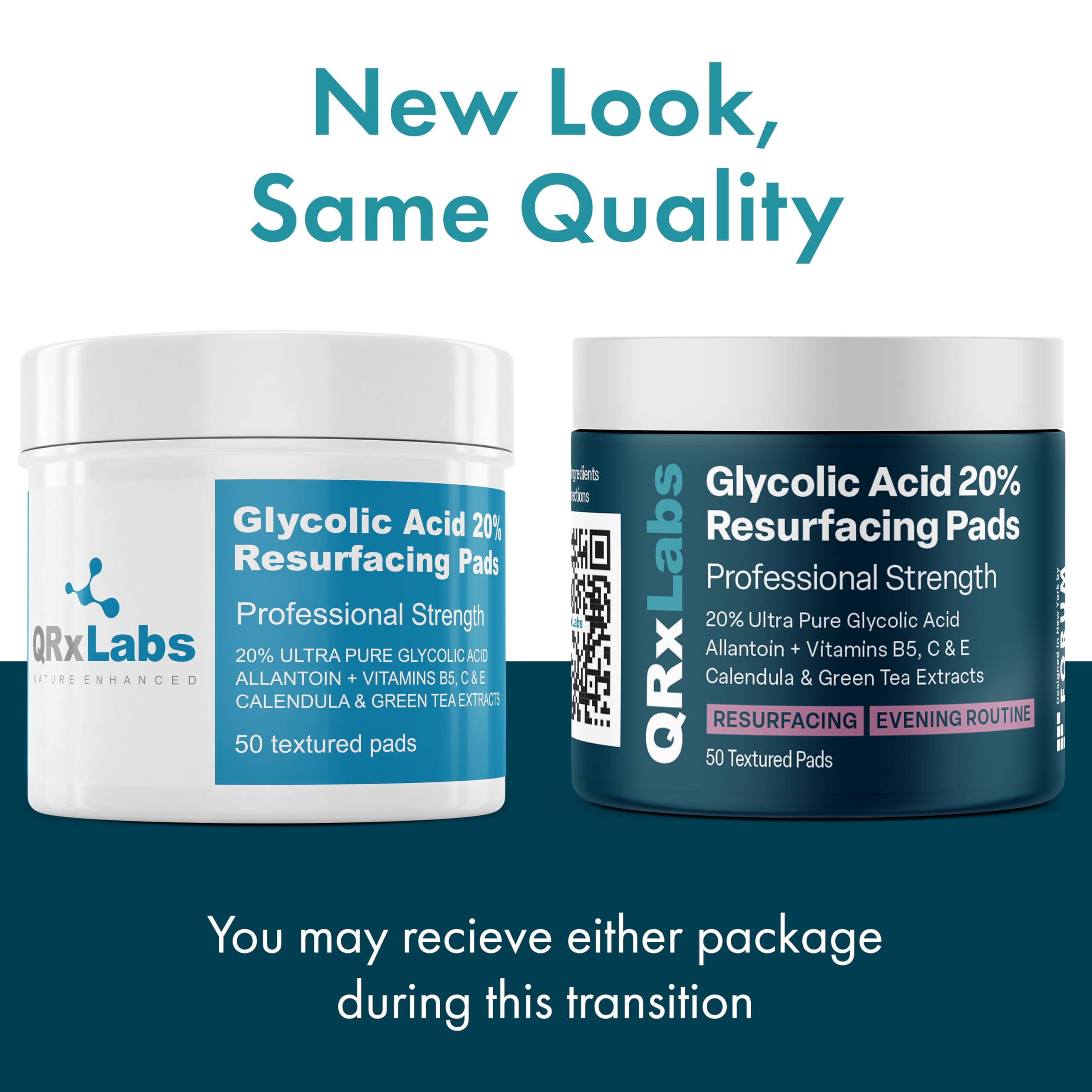 QRxLabs Glycolic Pads close-up of textured pads for gentle, even application