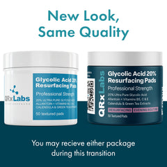 QRxLabs Glycolic Pads close-up of textured pads for gentle, even application