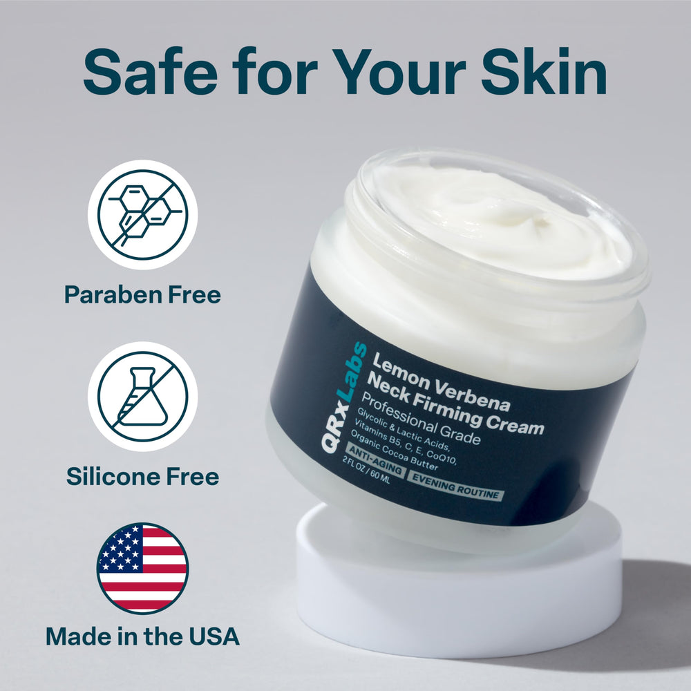 QRxLabs Lemon Verbena Neck Cream Royal Jelly extract highlight.