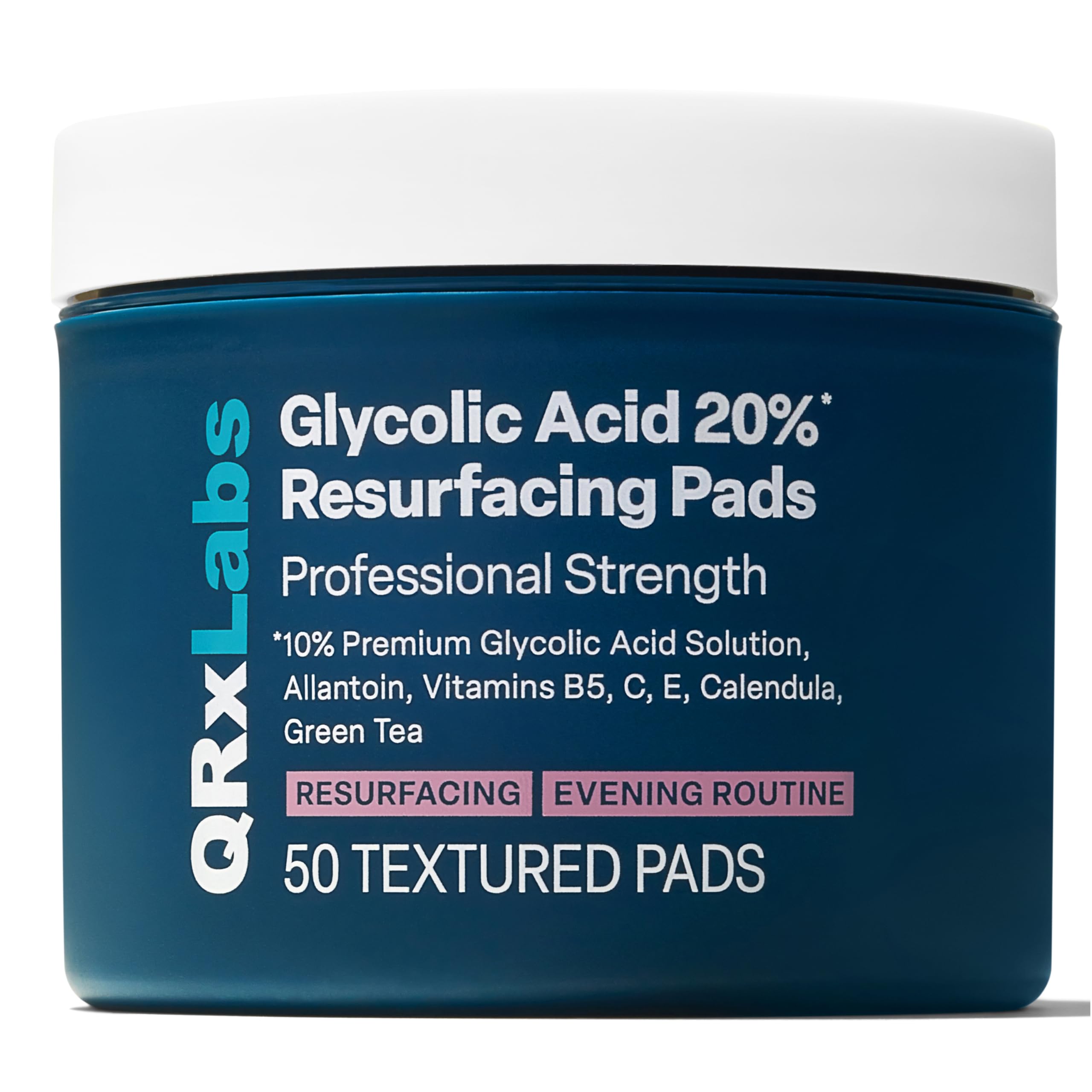 QRxLabs Pack product display with pads and serum on clean surface.