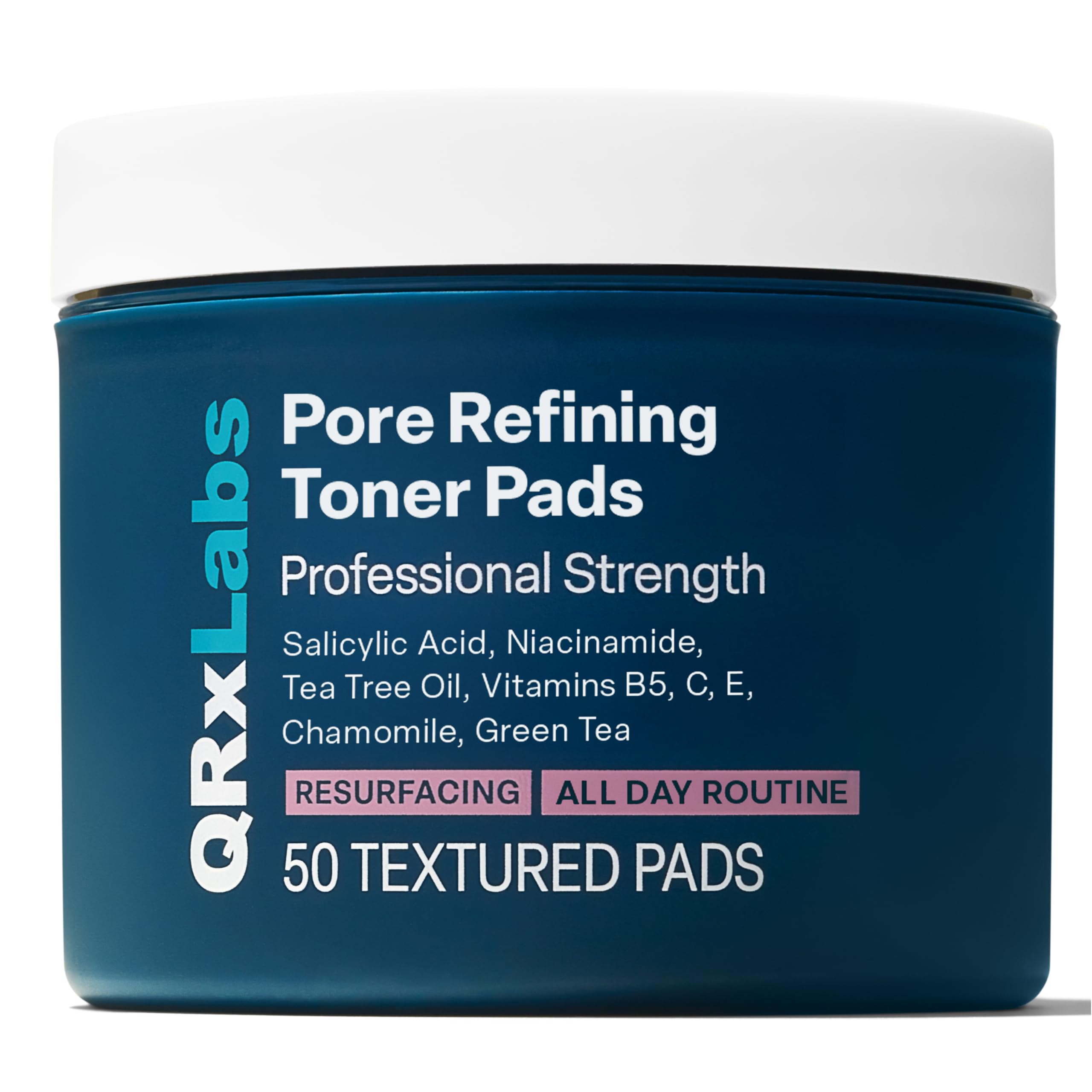QRxLabs Pore Toner Pads packaging shown for easy daily use