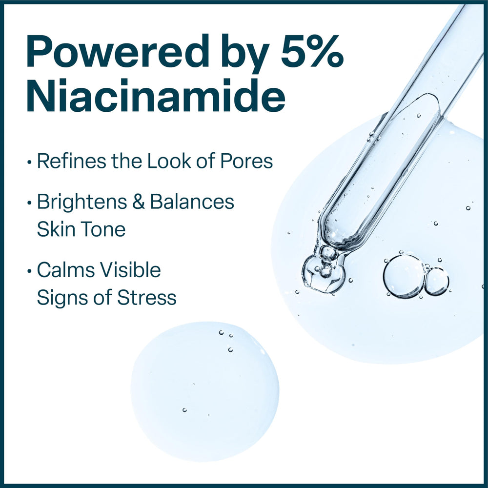 QRxLabs retinol-niacinamide serum on skin for even tone and clarity.