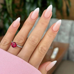 Qsnidy Almond Ombre press-on nails with glossy finish for daily wear