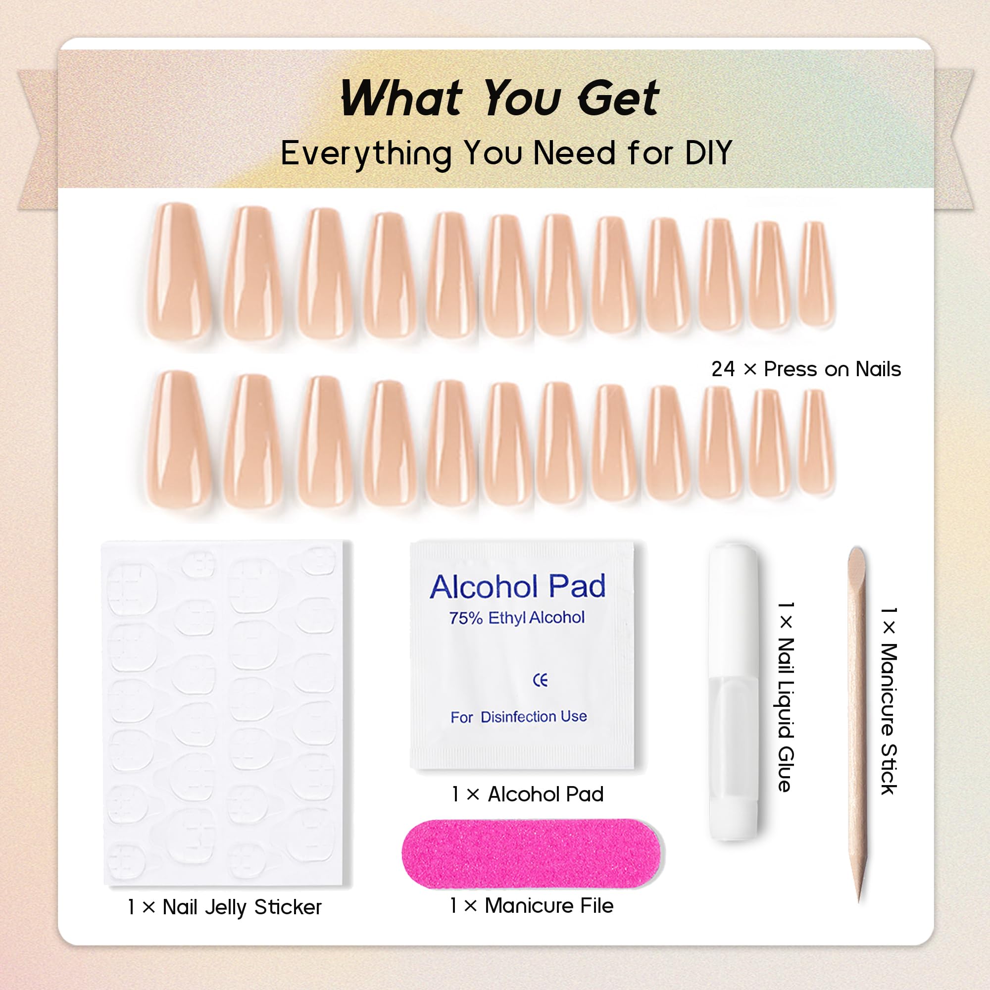Qsnidy Ballerina nails applied for quick five-minute wear