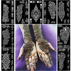 QSTOHENA henna stencil pack with 9 sheets for easy designs