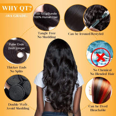 QTHAIR Brazilian body wave 18-inch bundle shows fullness and natural movement