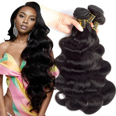 QTHAIR Brazilian body wave 20-inch bundle close-up with healthy, shiny texture