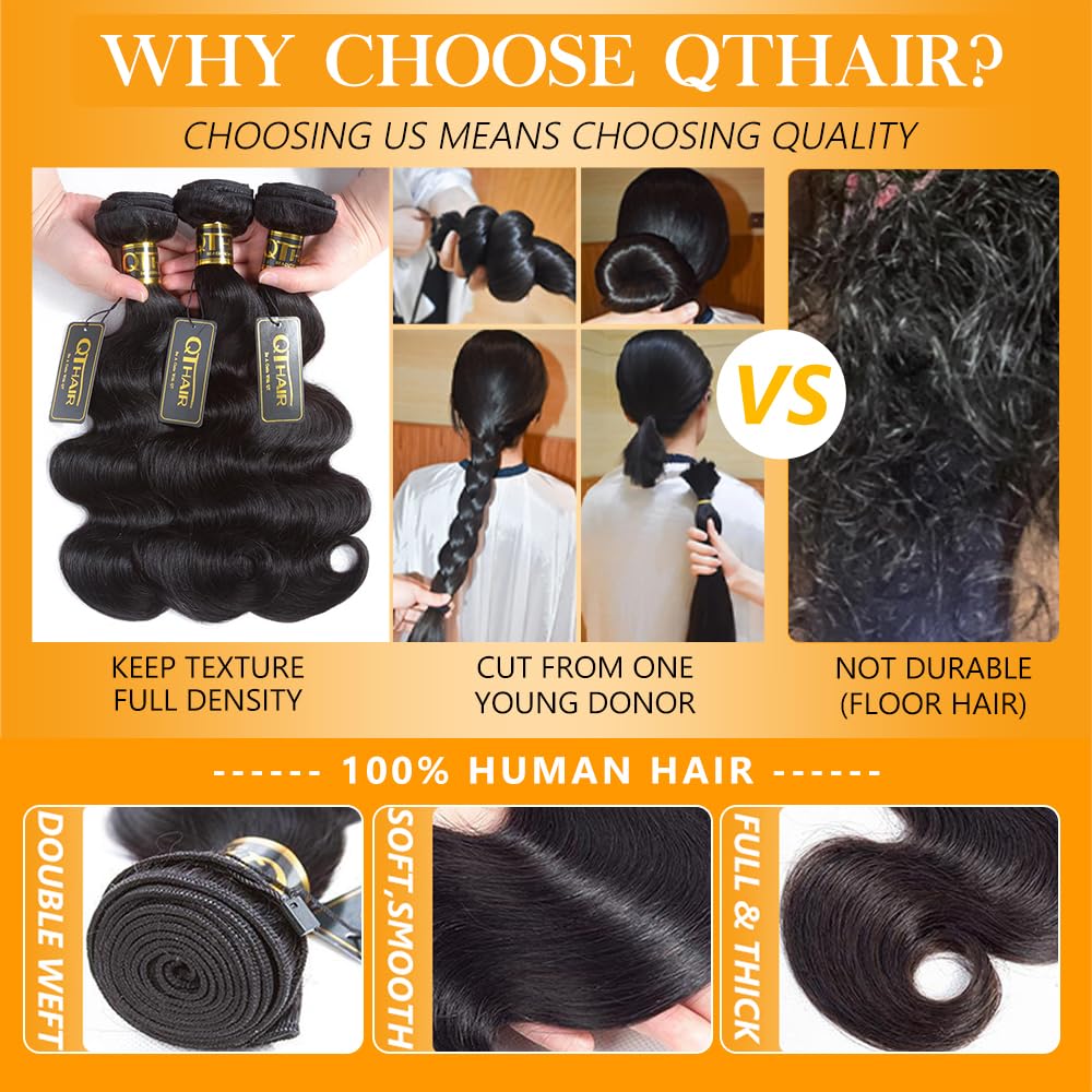 QTHAIR Brazilian body wave hair soft-shine close-up for daily wear