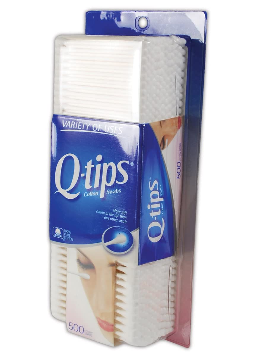 Q-Tips cotton swab, standard white, ideal for precise cleaning and makeup touch-ups.