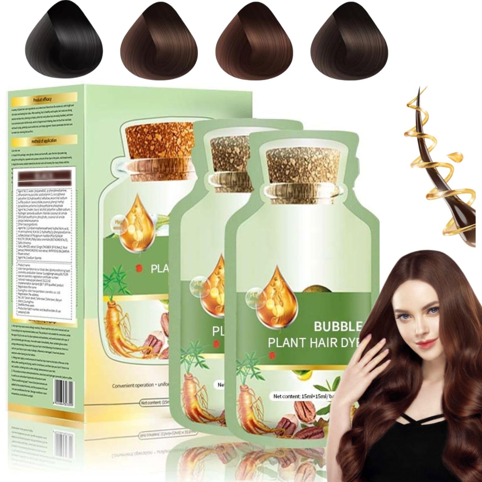 QUAAM Bubble Dye bottle shows Chestnut Brown shade for natural color.