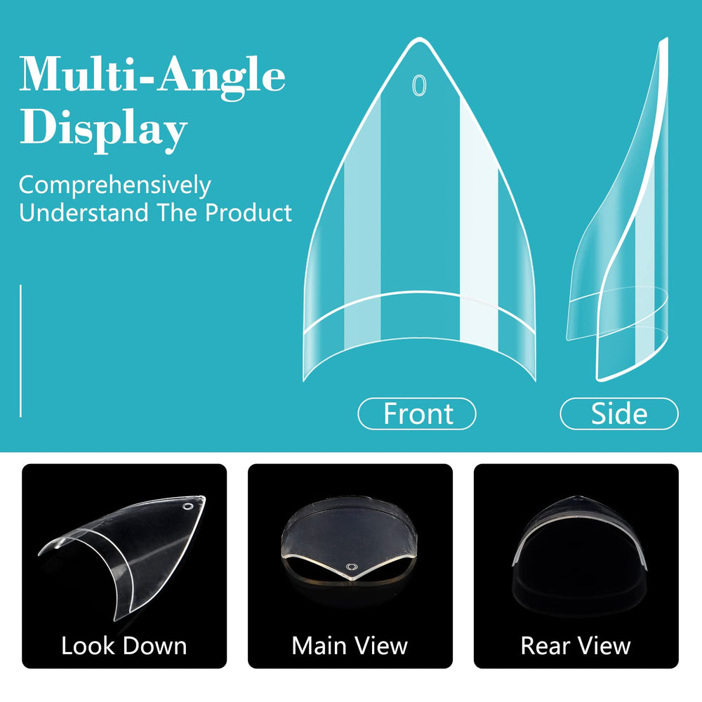 Quaferen pointed stiletto nails enable dramatic looks with simple application