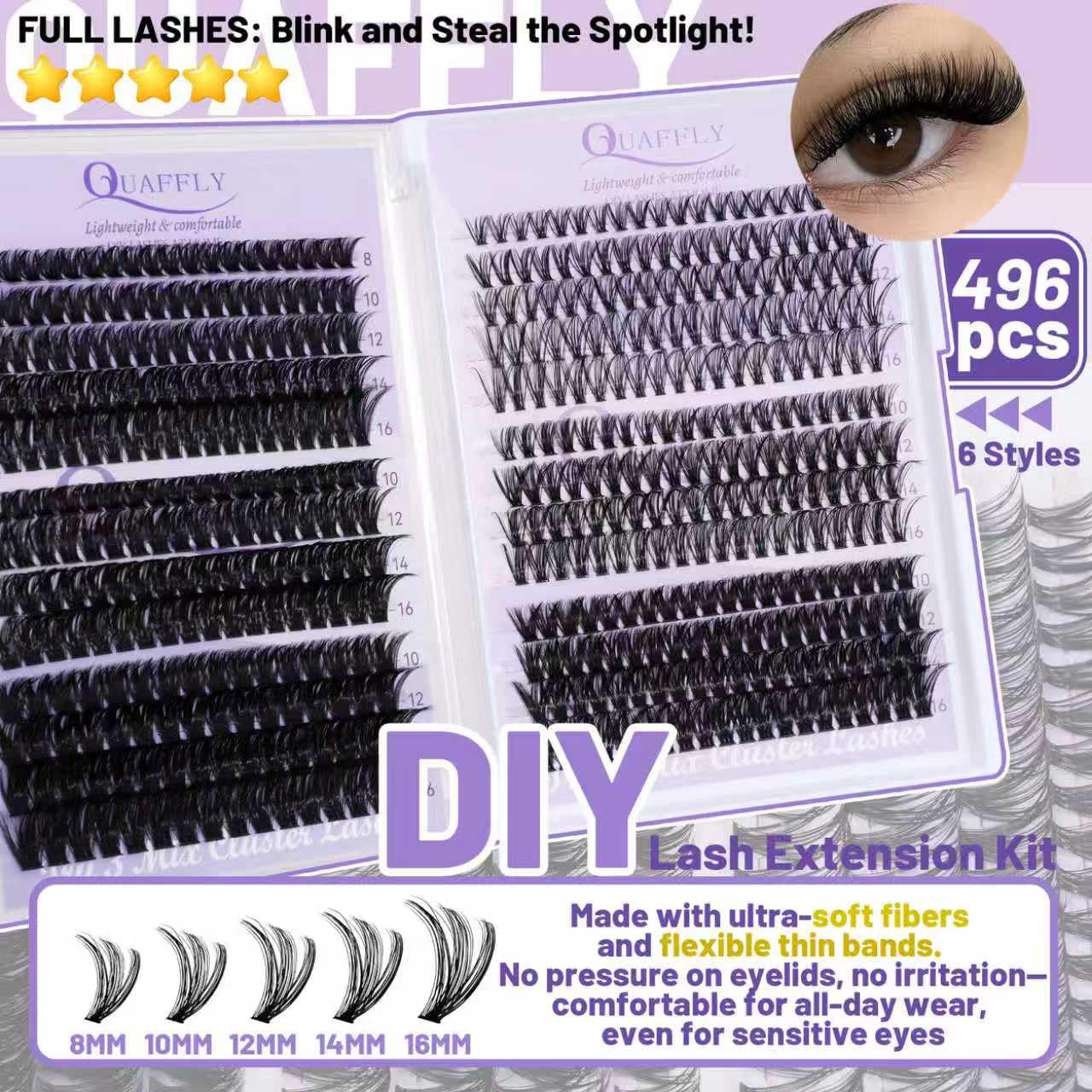 QUAFFLY professional tweezers for precise lash placement.