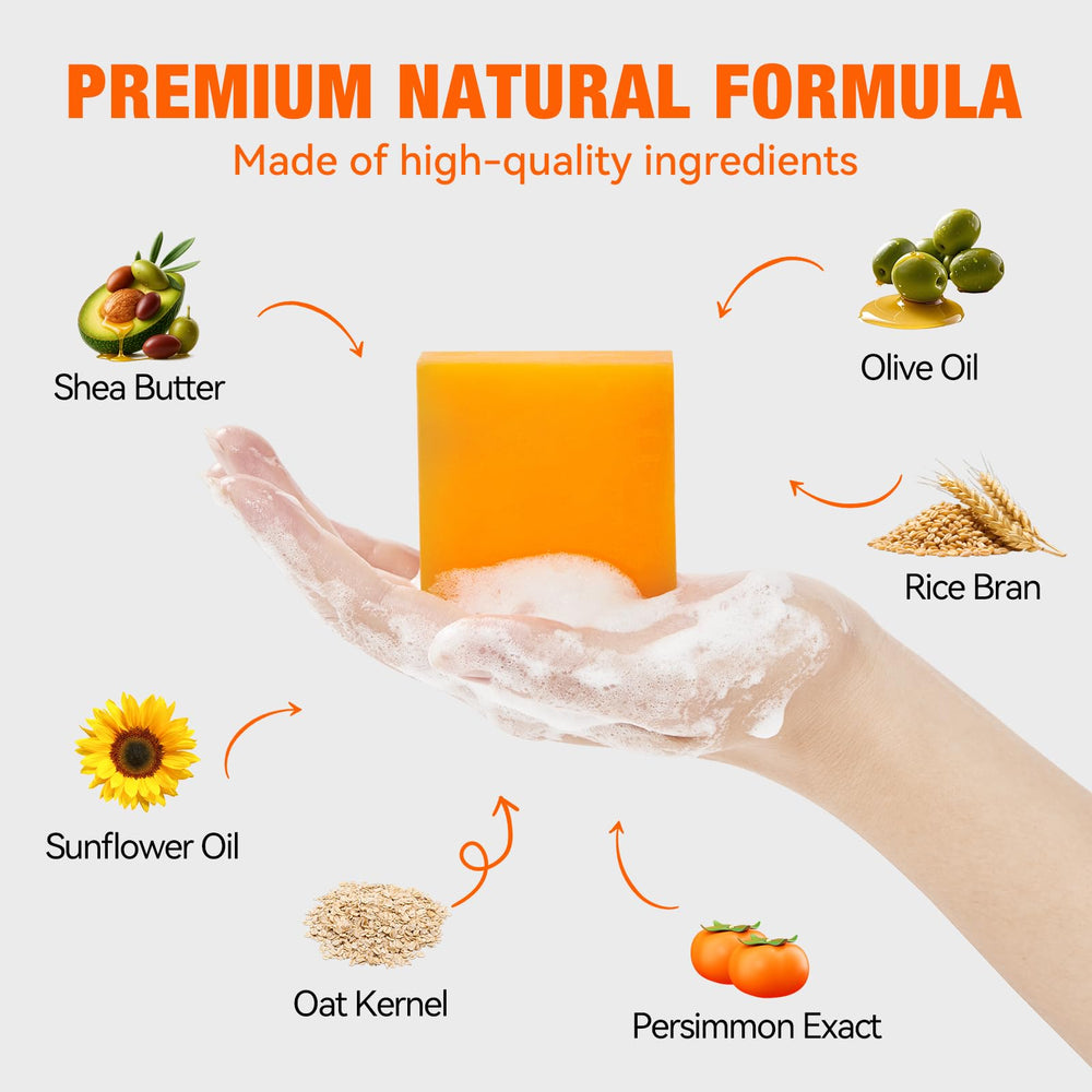 QualiLife Persimmon Bar creates gentle foam ideal for face, body, and hands