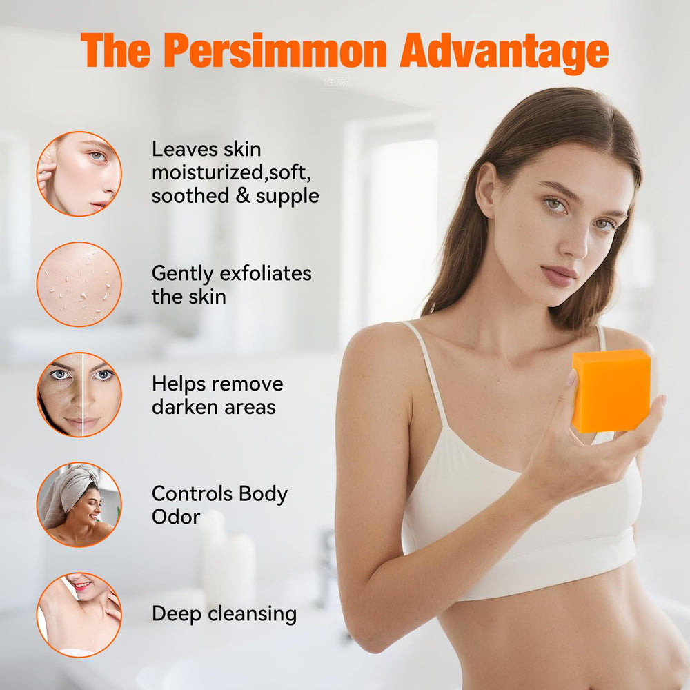 QualiLife Persimmon Soap Bar unwrapped reveals natural ingredients and soothing texture