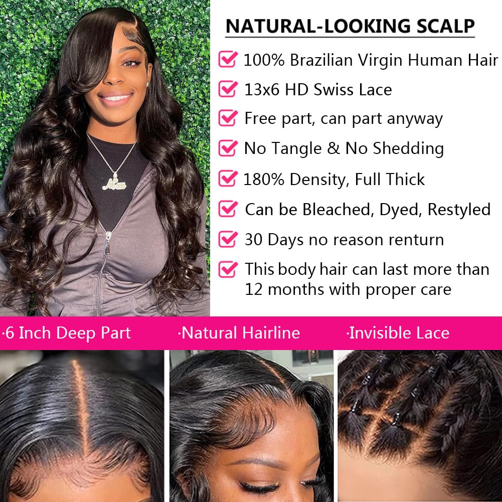 Quandian 13x6 lace front wig transparent lace for breathable wear.