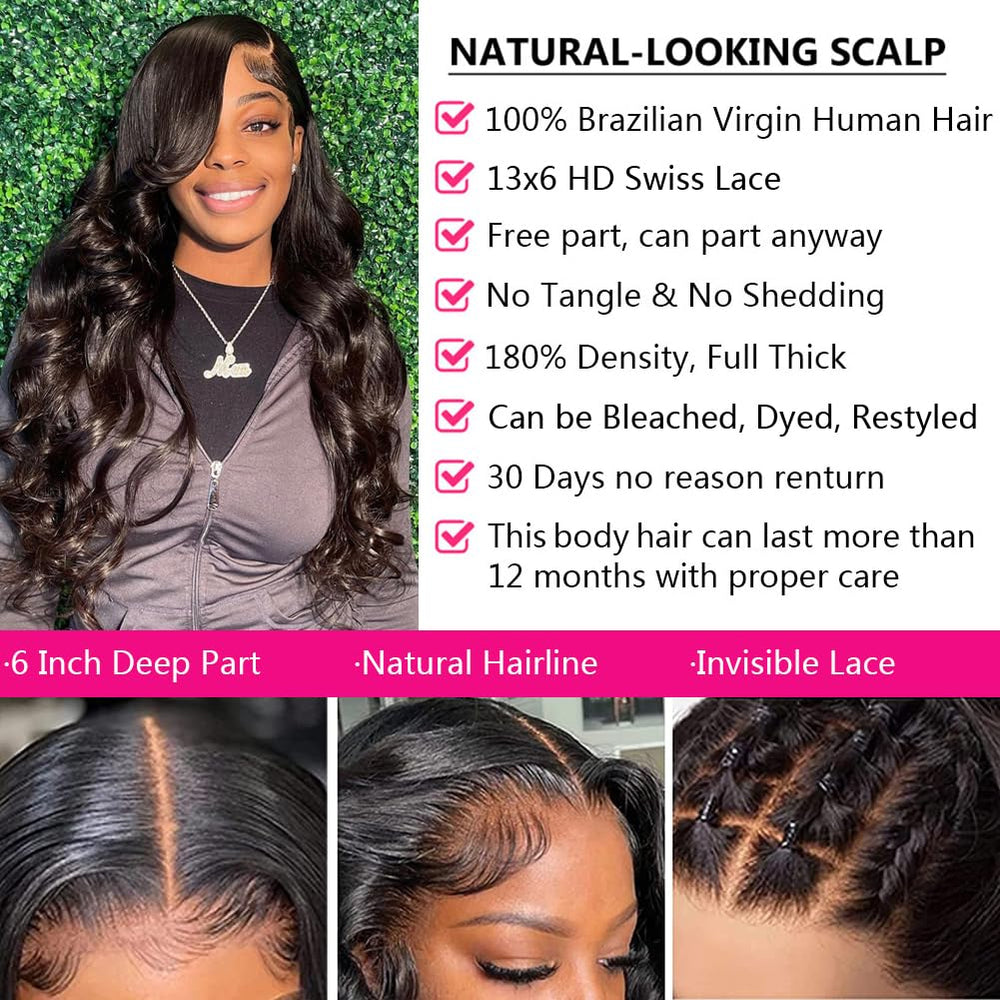 Quandian 13x6 lace front wig transparent lace for breathable wear.