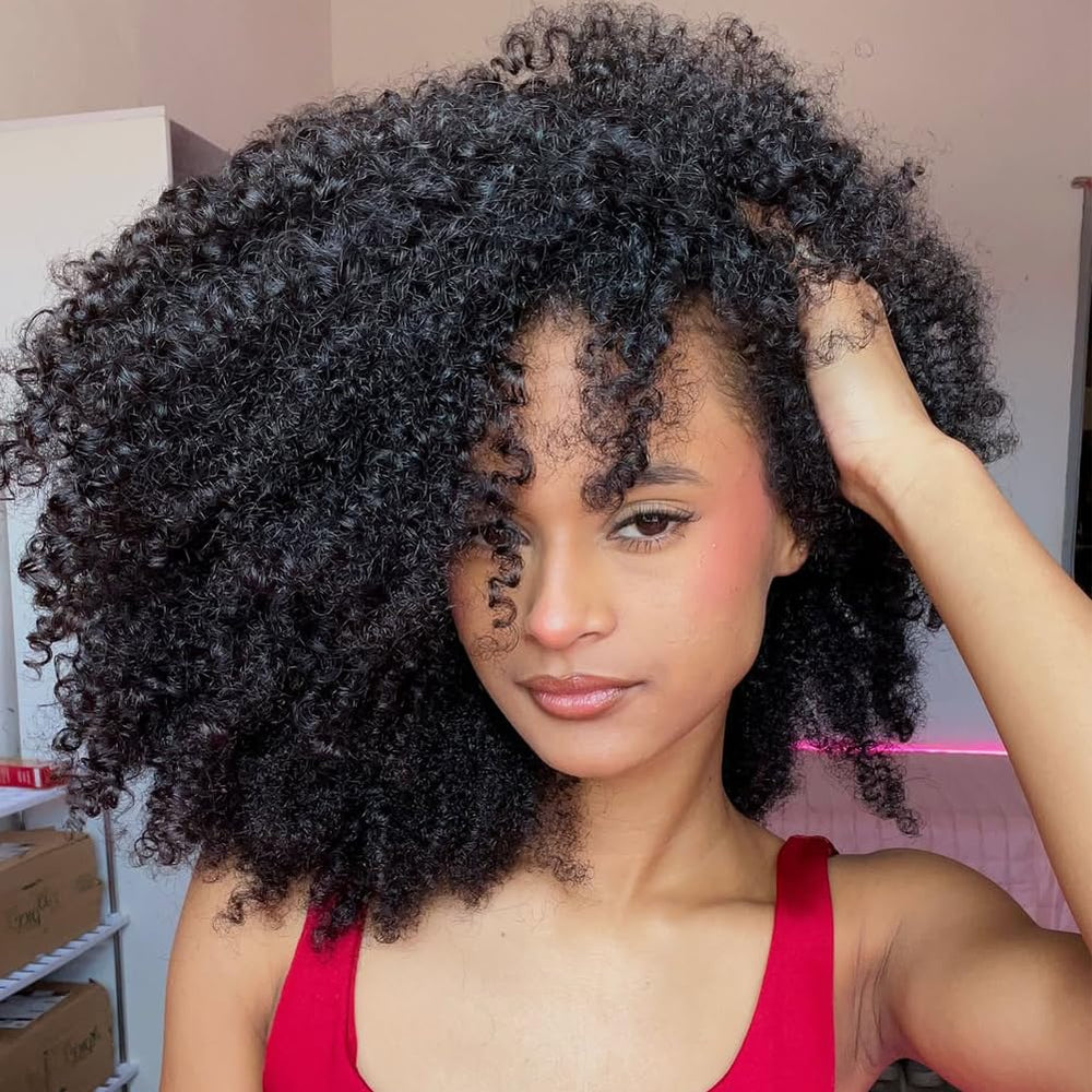 QUANDIAN kinky curly half wig with invisible hairline for natural look