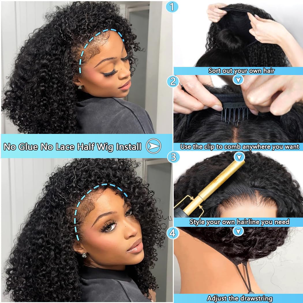 QUANDIAN 3-in-1 flip-over quick weave half wig in action for versatile styling