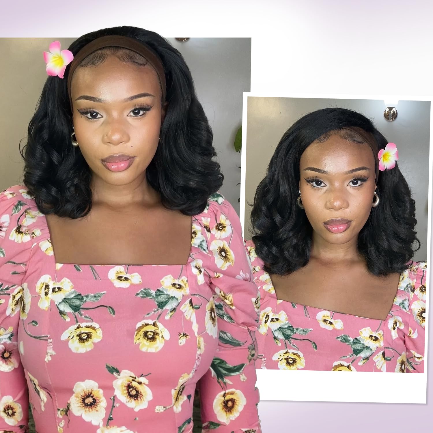 Quantum Love glueless headband wig ready to wear in minutes.
