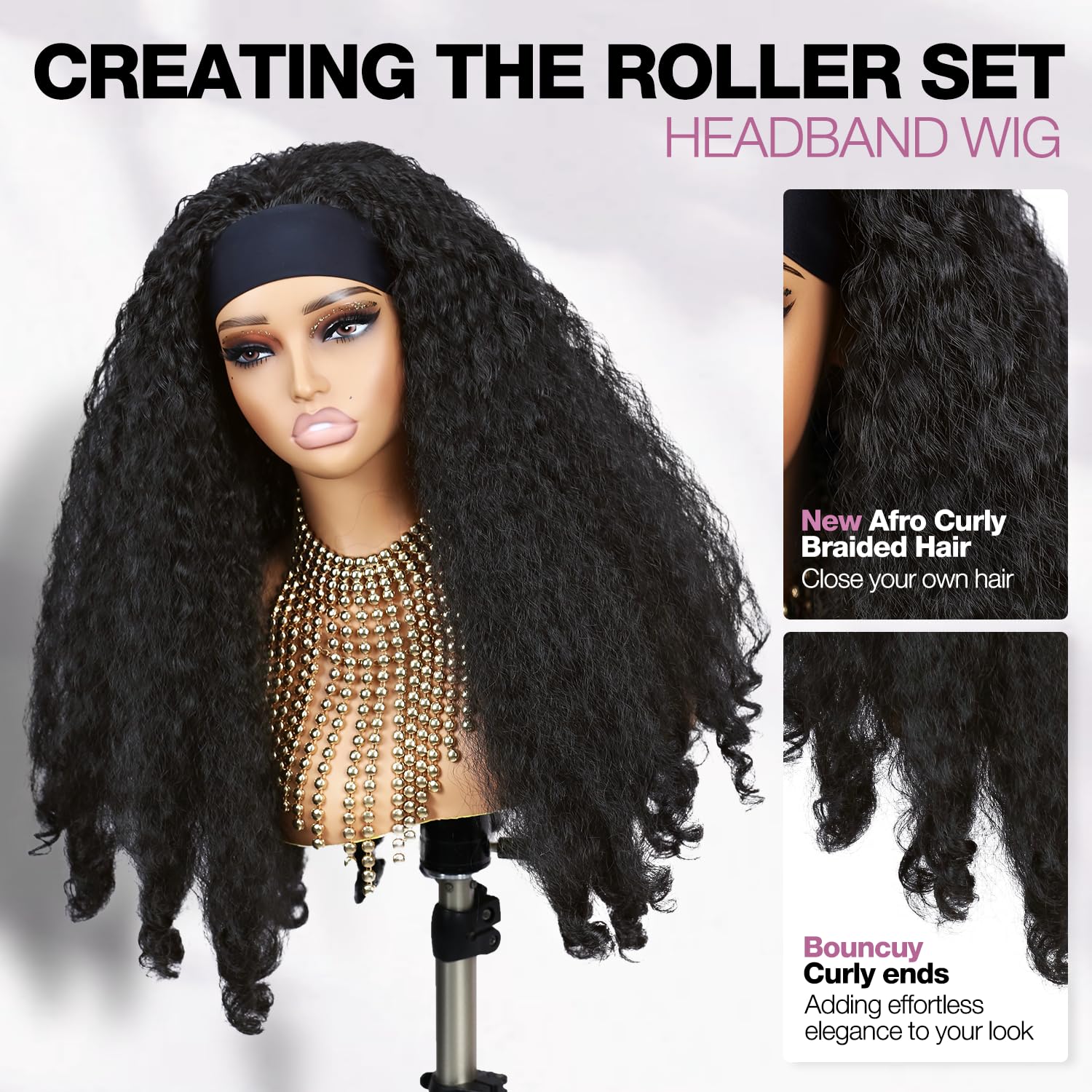 Quantum Love headband wig packaging included for immediate wear