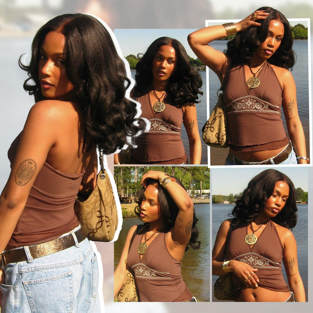 Quantum Love V Part Curly Wig beginner-friendly, glue-free styling example.