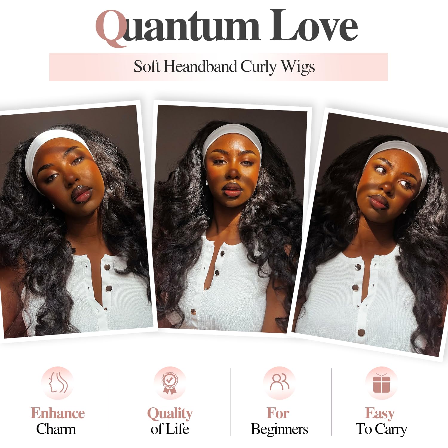 Elastic headband on Quantum Love Yaki wig provides secure, glue-free wear.