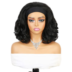 Quantum Love Yaki curly headband wig side view shows versatile styling options.