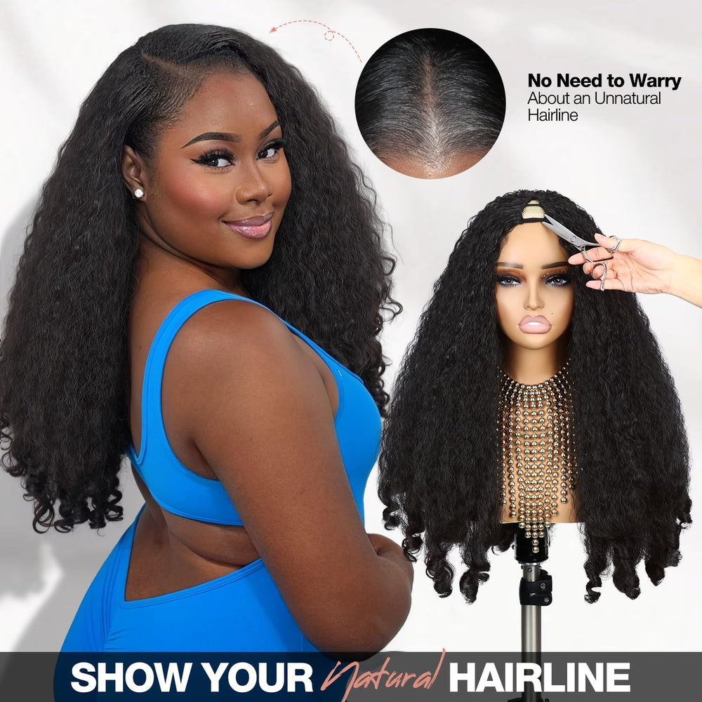 Quantum Love Yaki Curly Wig no-glue design simplifies wear for busy mornings.