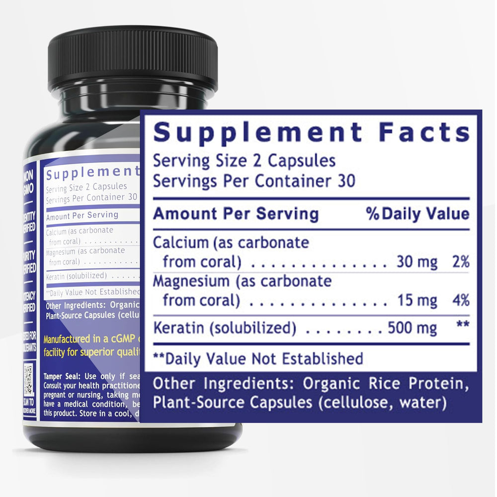 Capsules of Quantum Nutrition keratin supplement for easy daily use.