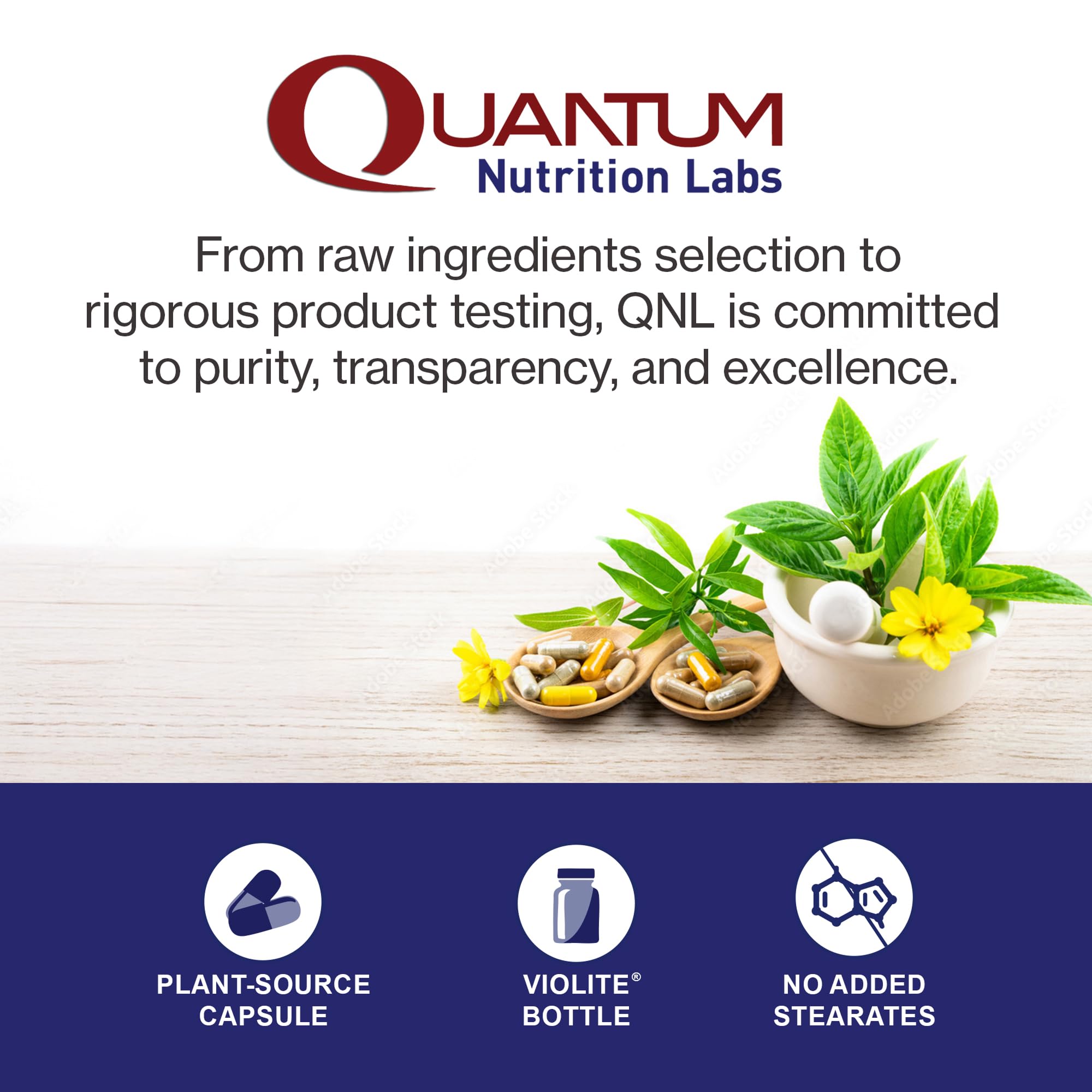 Vegetarian capsules from Quantum Nutrition Labs for clean hair and nail support.